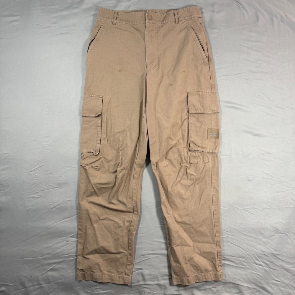 Alo Yoga Ripstop Cargo Pants Mens 30R Tan Khaki Straight Leg Utility Pockets